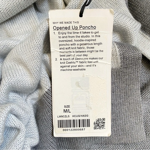 Lululemon Heathered light asphalt gray knit hoodie Opened Up Poncho sweater - Picture 12 of 13